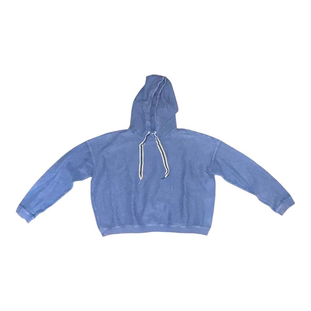 Aerie Women's Blue Ribbed Knit Pullover Hoodie